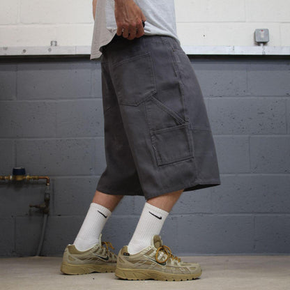 Baggy denim carpenter shorts cargo grey No Boundaries skater style surf jorts