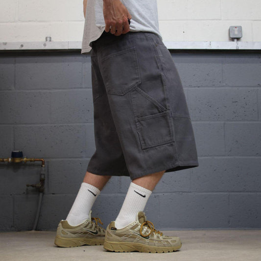 Baggy denim carpenter shorts cargo grey No Boundaries skater style surf jorts
