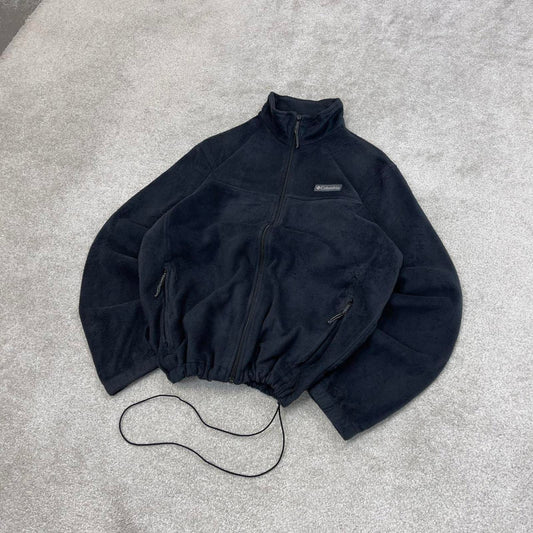 Black Columbia technical full zip fleece M y2k style autumn adjustable waist