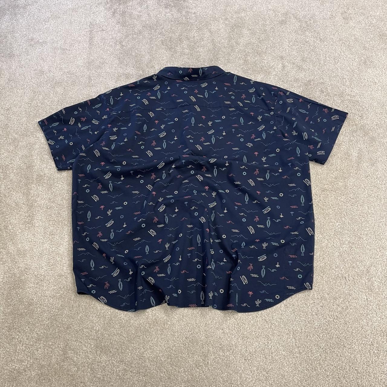 Columbia funky pattern short sleeve shirt y2k navy Festival surf style patterned summer shirt
