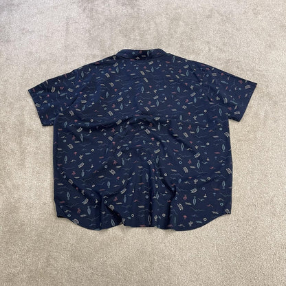 Columbia funky pattern short sleeve shirt y2k navy Festival surf style patterned summer shirt