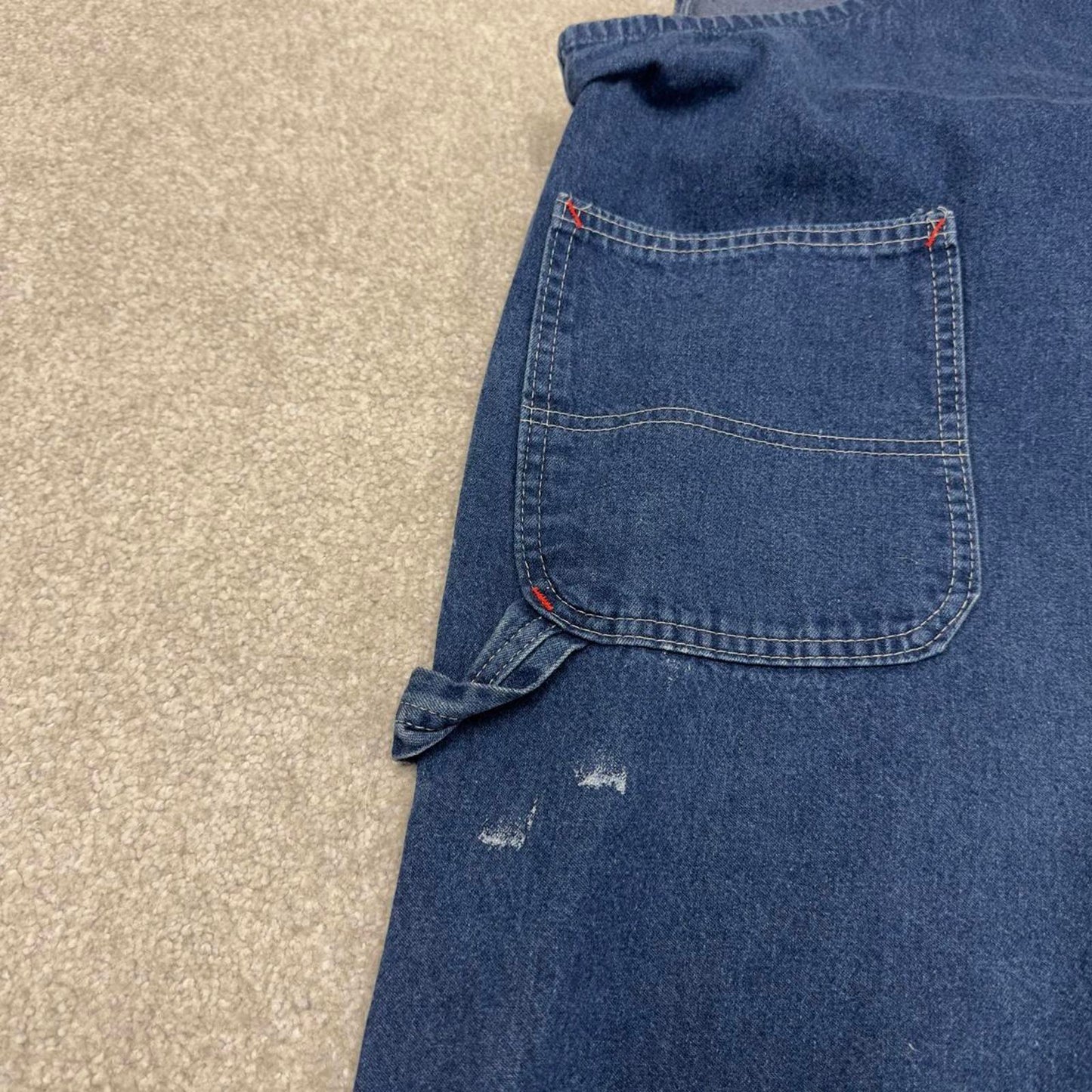 Vintage 90s denim dungarees overalls W44L30 blue Big Yank mens loose bib and brace workwear