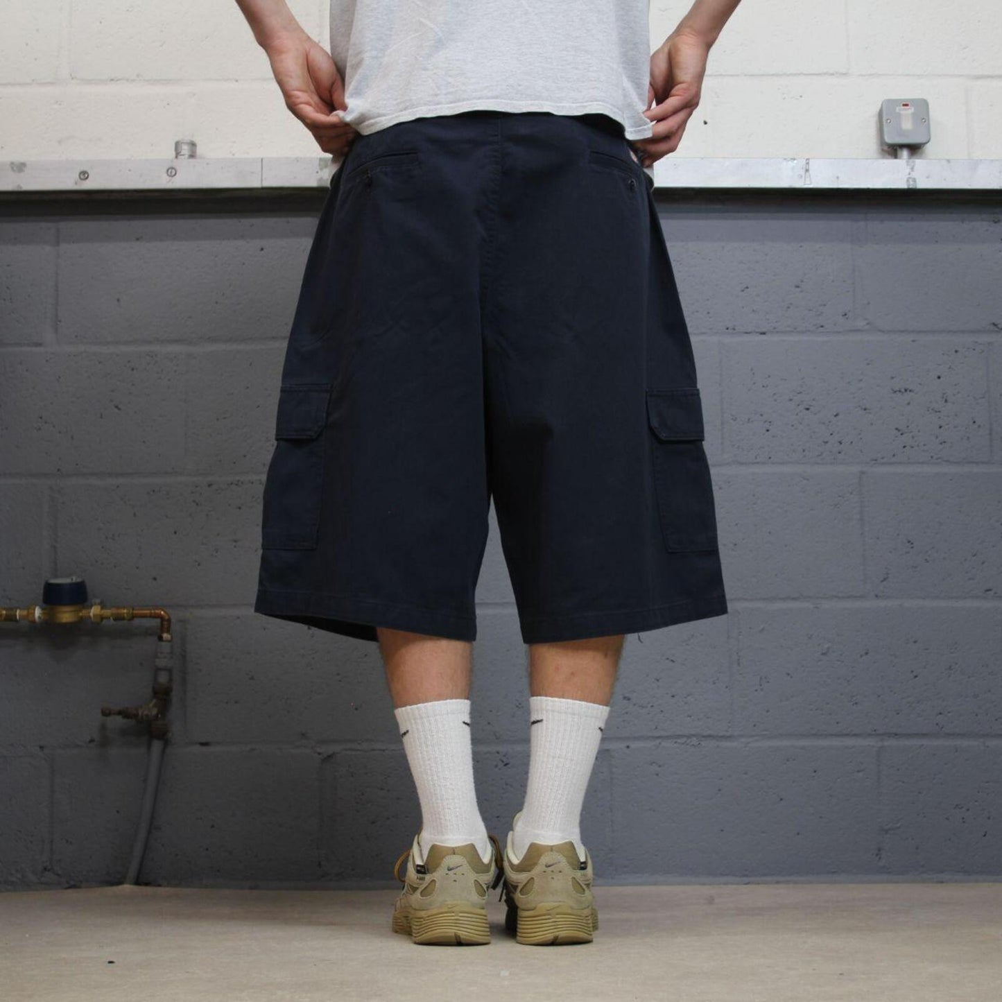 Dickies baggy cargo shorts chino navy Chino style skater shorts long wide leg festival