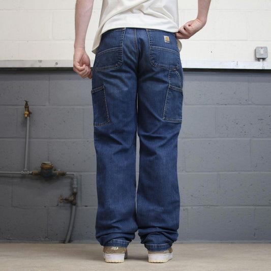 Mens Carhartt carpenter jeans W34L36 blue denim relaxed 90s style cargos