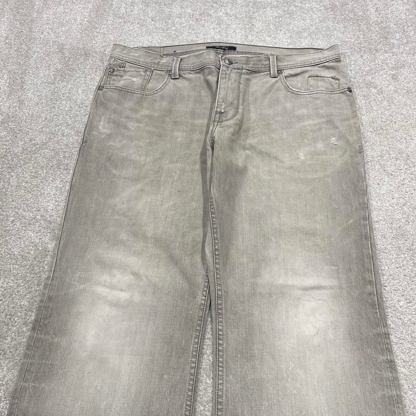 Y2K embroidered bootcut jeans embroidered grey Loose Ecko Unltd denim skater style pants