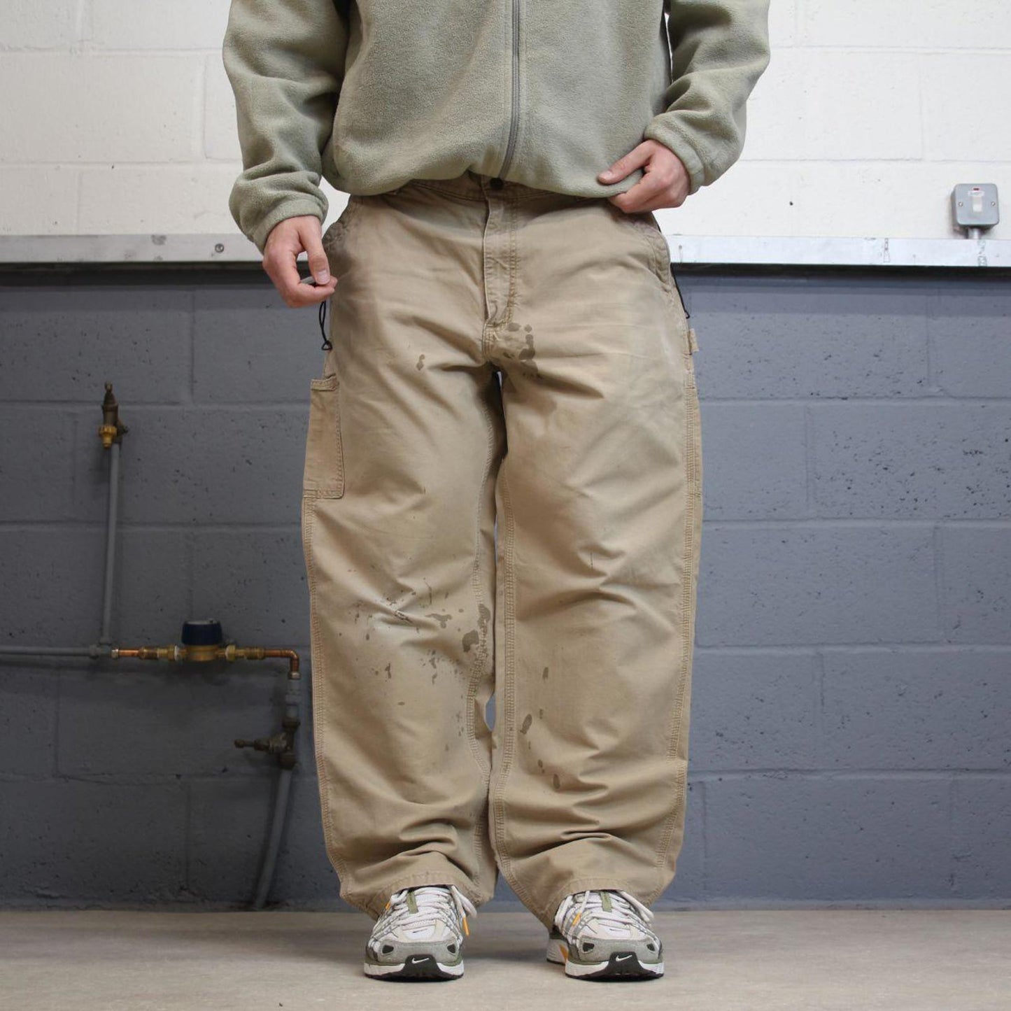 Y2K Carhartt carpenter jeans khaki Loose canvasy skate style workwear cargo pants