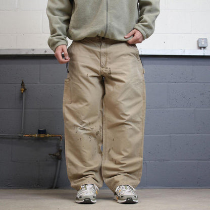 Y2K Carhartt carpenter jeans khaki Loose canvasy skate style workwear cargo pants