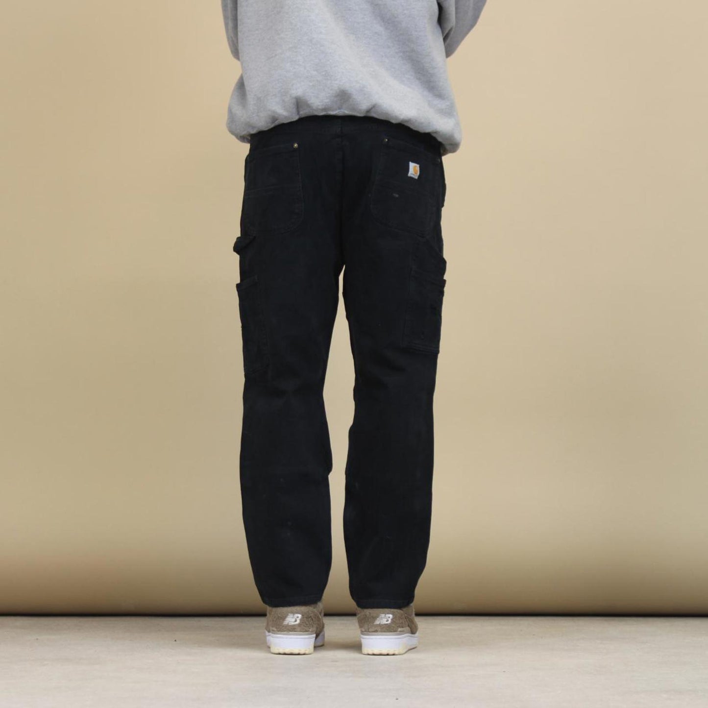 Black double knee Carhartt Carpenter pants size 14 straight fit cargo trousers