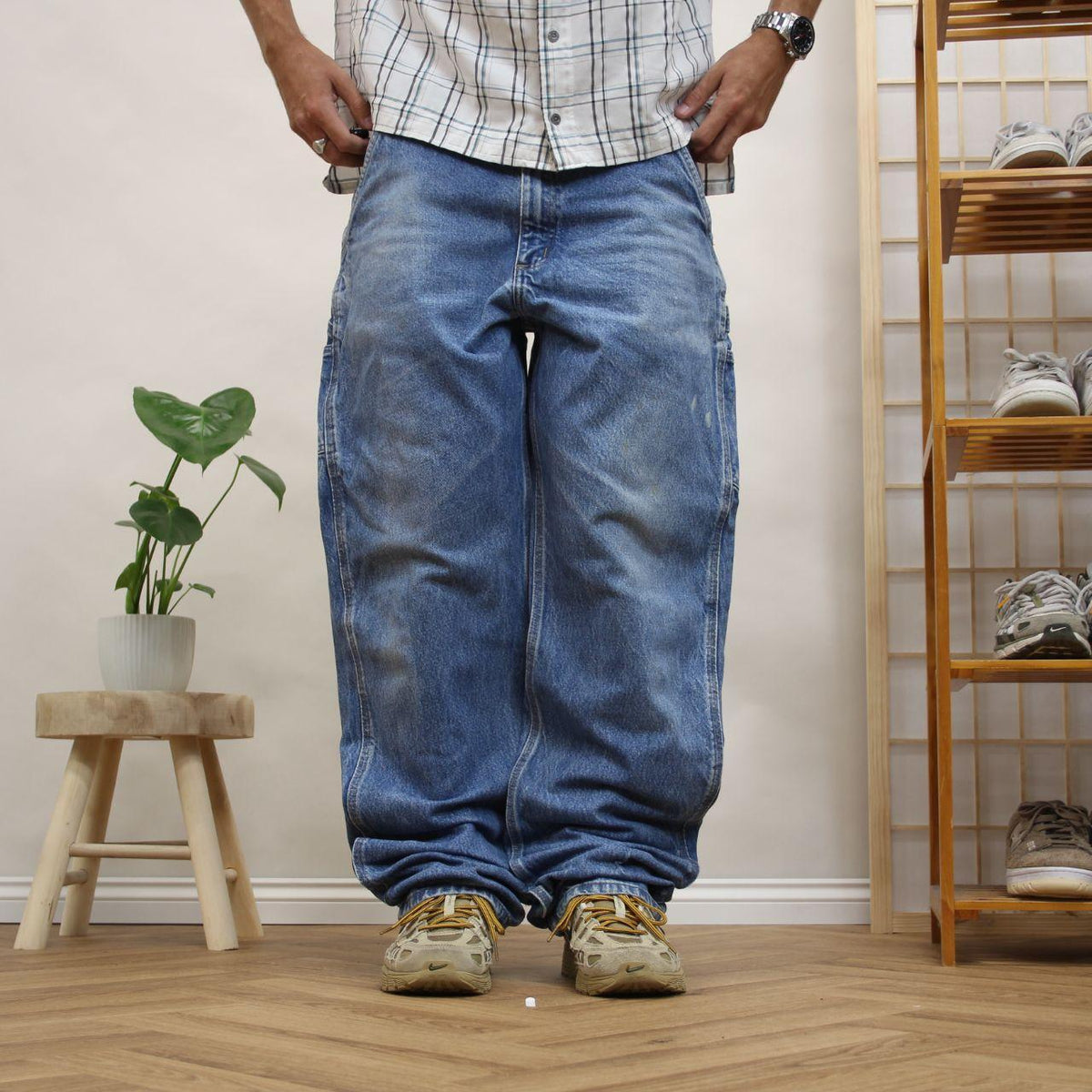 Carhartt baggy carpenter jeans y2k Loose straight blue thick denim cargo pants