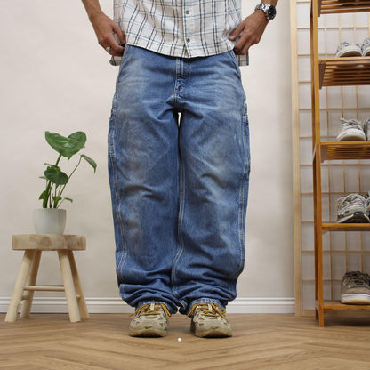 Carhartt baggy carpenter jeans y2k Loose straight blue thick denim cargo pants