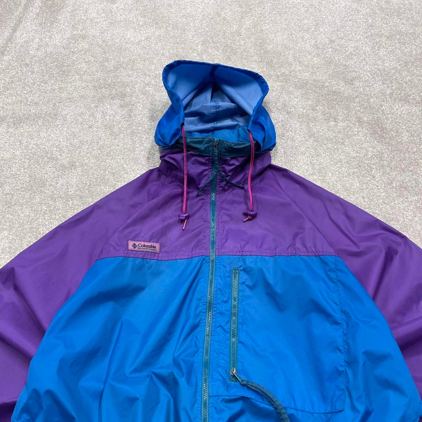 00s Columbia technical windbreaker jacket M women's lightweight y2k style blue purple hooded autumn