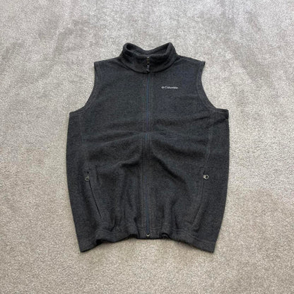 Grey Columbia technical fleece gilet XL women's y2k style full zip up autumn