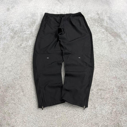 Y2k Adidas tracksuit bottoms black Lightweight drawstring track pants print logo and stripes