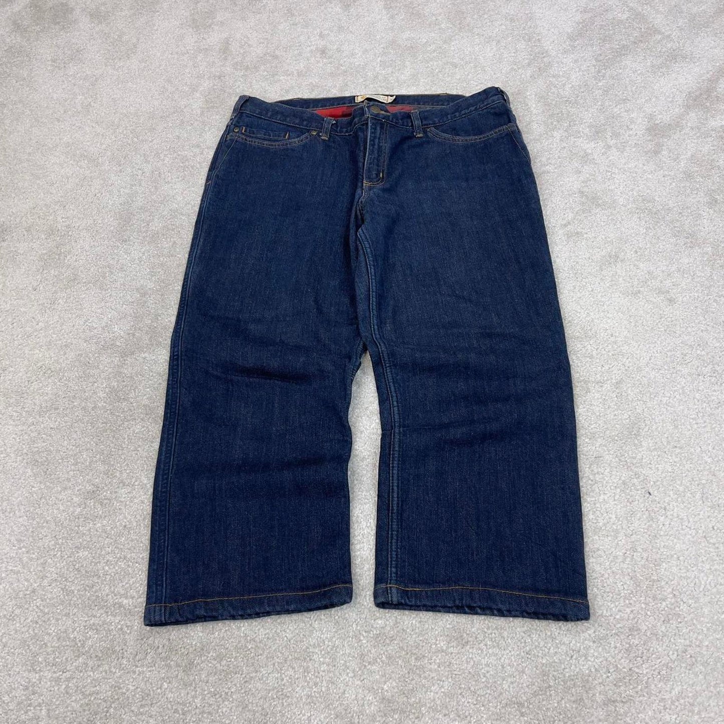 Blue Carhartt capri jeans size 16 W36L23 women's y2k 90s style flannel lined