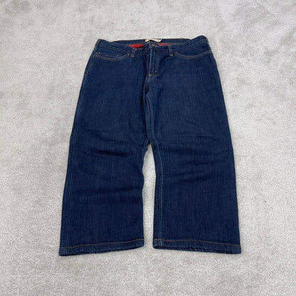 Blue Carhartt capri jeans size 16 W36L23 women's y2k 90s style flannel lined