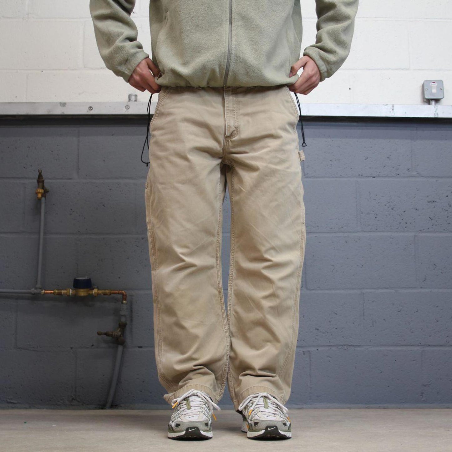 Y2K Carhartt carpenter pants beige Loose relaxed fit skate style workwear cargo pants