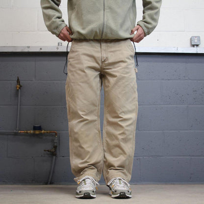 Y2K Carhartt carpenter pants beige Loose relaxed fit skate style workwear cargo pants