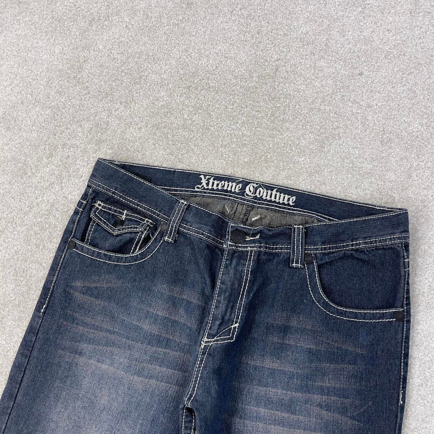 Blue Xtreme Couture jeans W36L30 blue loose y2k 00s style jeans embroidered stitch detail
