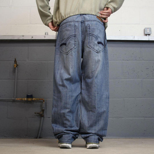 Y2K baggy Ecko Unltd jeans embroidered blue Loose fit wide leg denim skater style pants