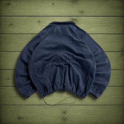 Y2K Columbia technical fleece embroidered navy Full zip up boxy fit toggle adjustable waist fleece
