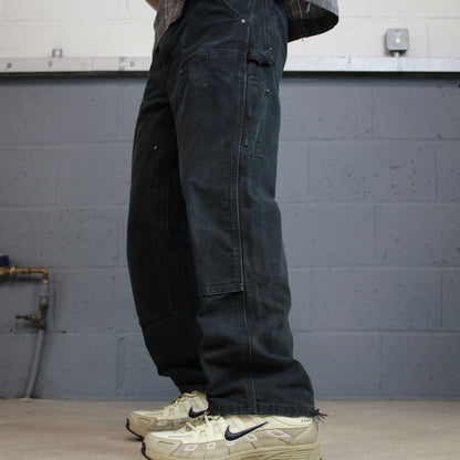 Black vintage Carhartt double knee carpenter jeans y2k Loose leg canvas skater style workwear
