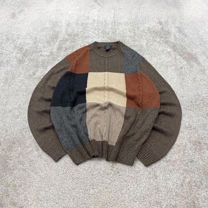 Dockers cable knit sweater jumper L men's brown knitted pull over y2k 00s style autumnal