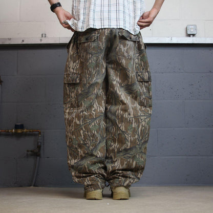 Vintage camo cargo pants y2k utility khaki White Tail quilt lined camouflage hunting loose leg