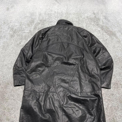 Vintage long genuine leather trench coat black Wilsons full length Thinsulate jacket Korean made