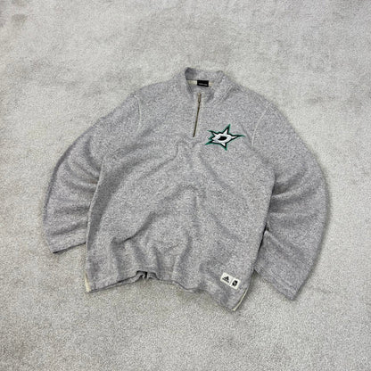 Y2K Adidas NHL fleece Large grey knit style pullover 1/4 zip embroidered logo
