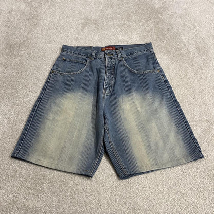 Risk baggy pinstripe shorts y2k blue Loose striped denim surf shorts