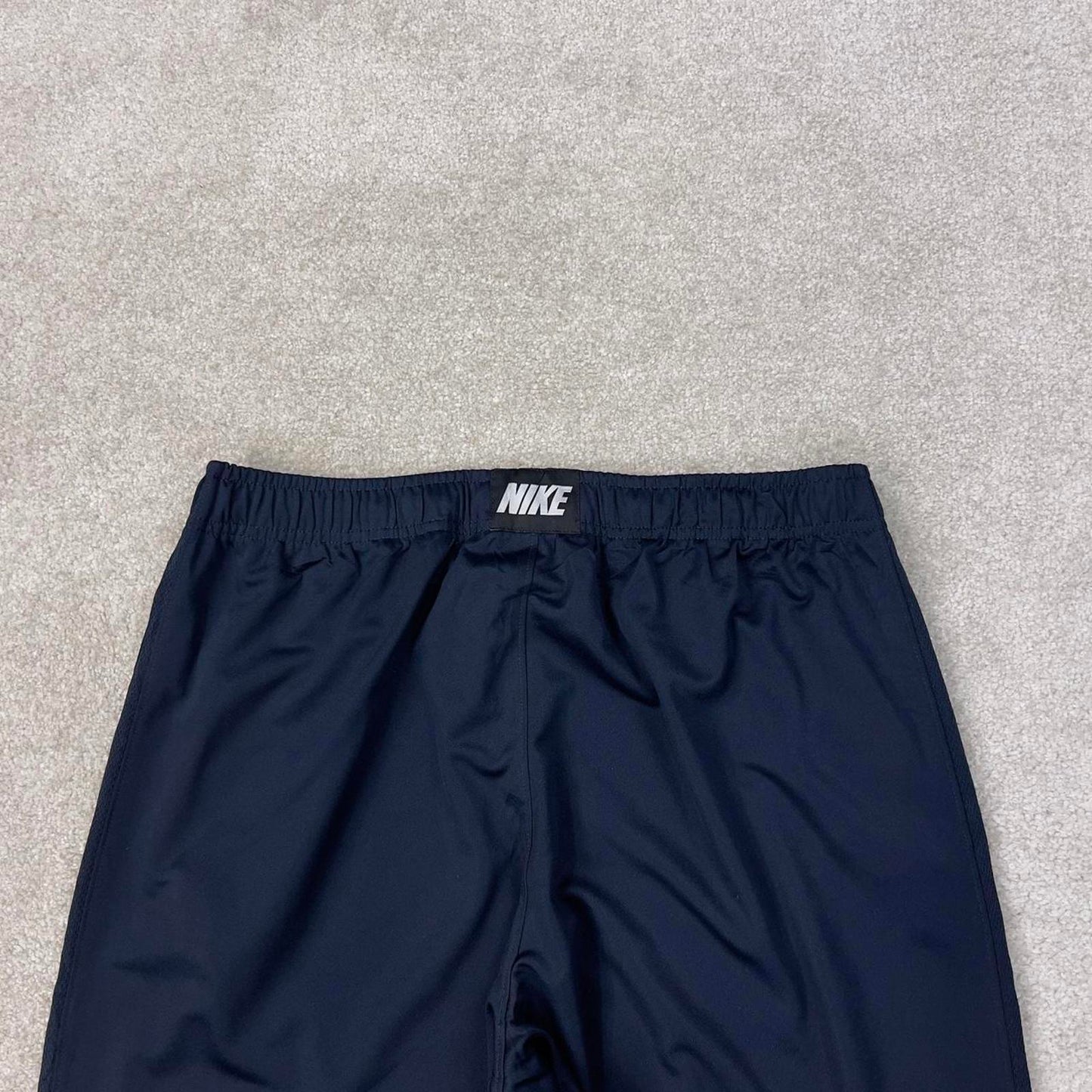 Baggy Nike Trackies Large Navy y2k 00s style loose wide leg joggers embroidered logo side stripe