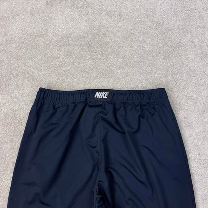 Baggy Nike Trackies Large Navy y2k 00s style loose wide leg joggers embroidered logo side stripe