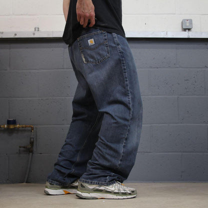 Carhartt work jeans relaxed blue Loose 100% cotton denim skate style y2k pants