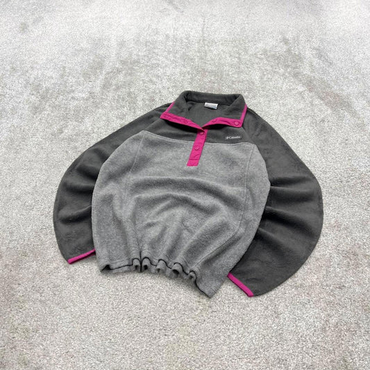 Grey Womens Columbia technical snap t fleece Medium y2k style autumn casual winter