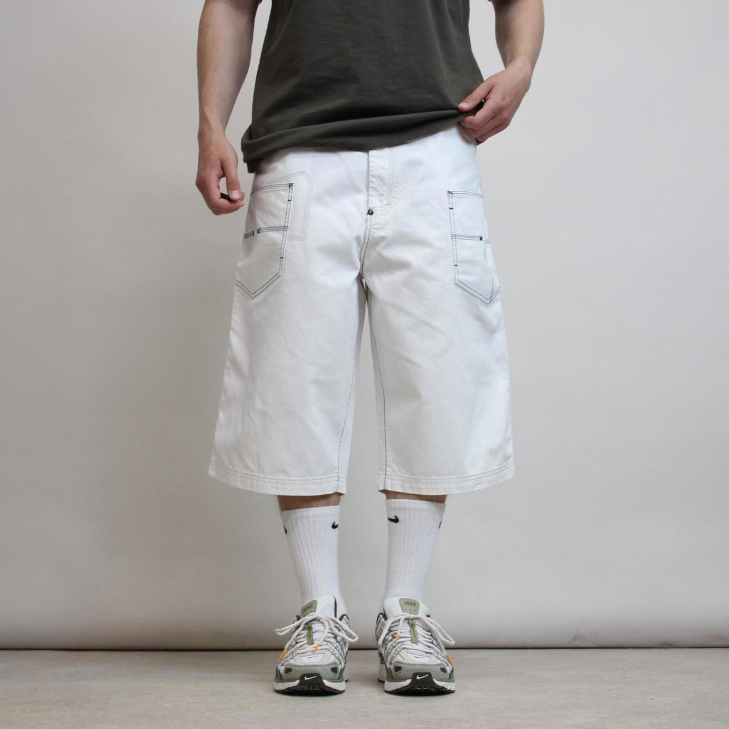 Mens Baggy Sean John jorts W38 long wide leg skater 90s style extra pocket hip hop