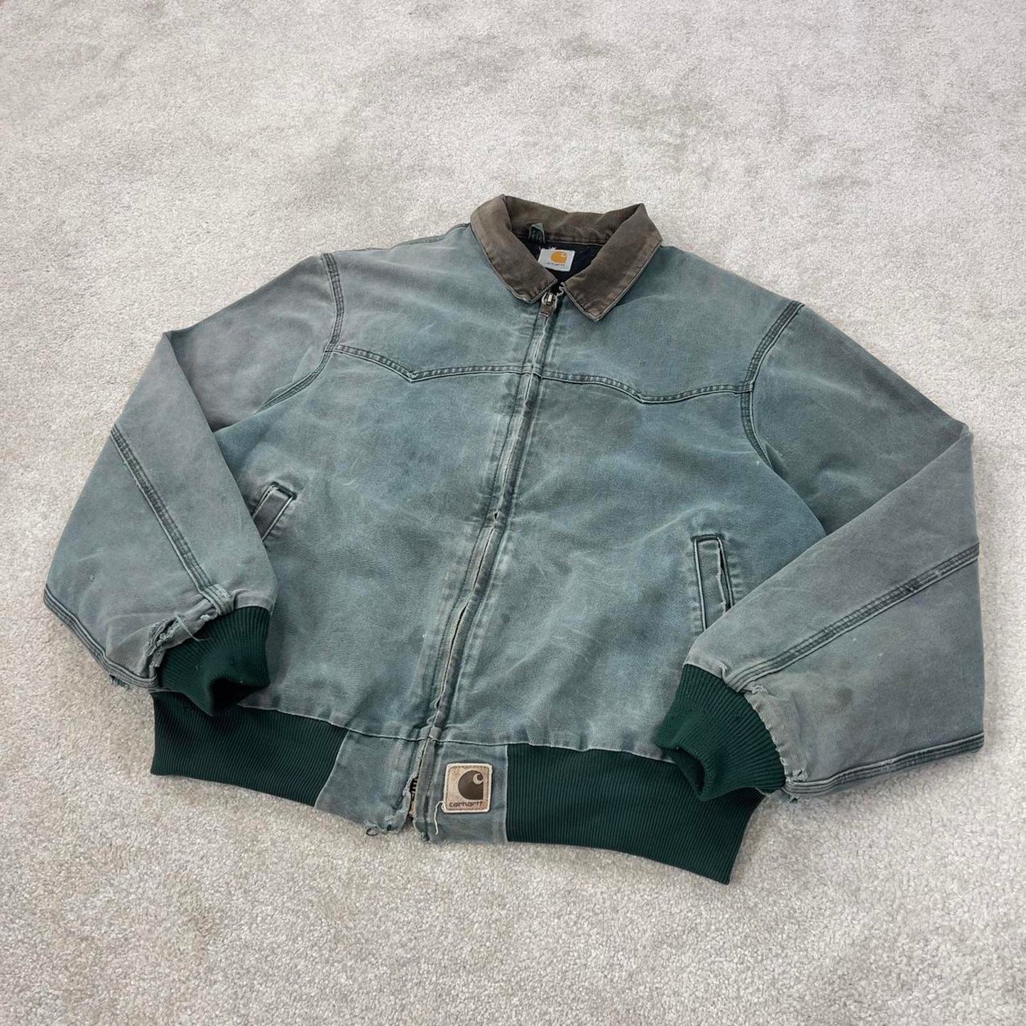 Vintage turquoise Carhartt Santa Fe bomber jacket XL Detroit cropped