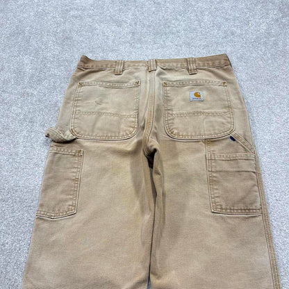 Vintage Carhartt carpenter jeans tan brown Loose relaxed fit canvas skate style workwear cargo pants