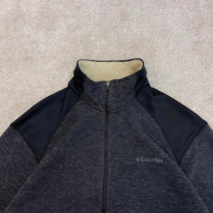 Grey Columbia technical fleece Medium 1/4 zip up y2k style autumn Omni-Shield