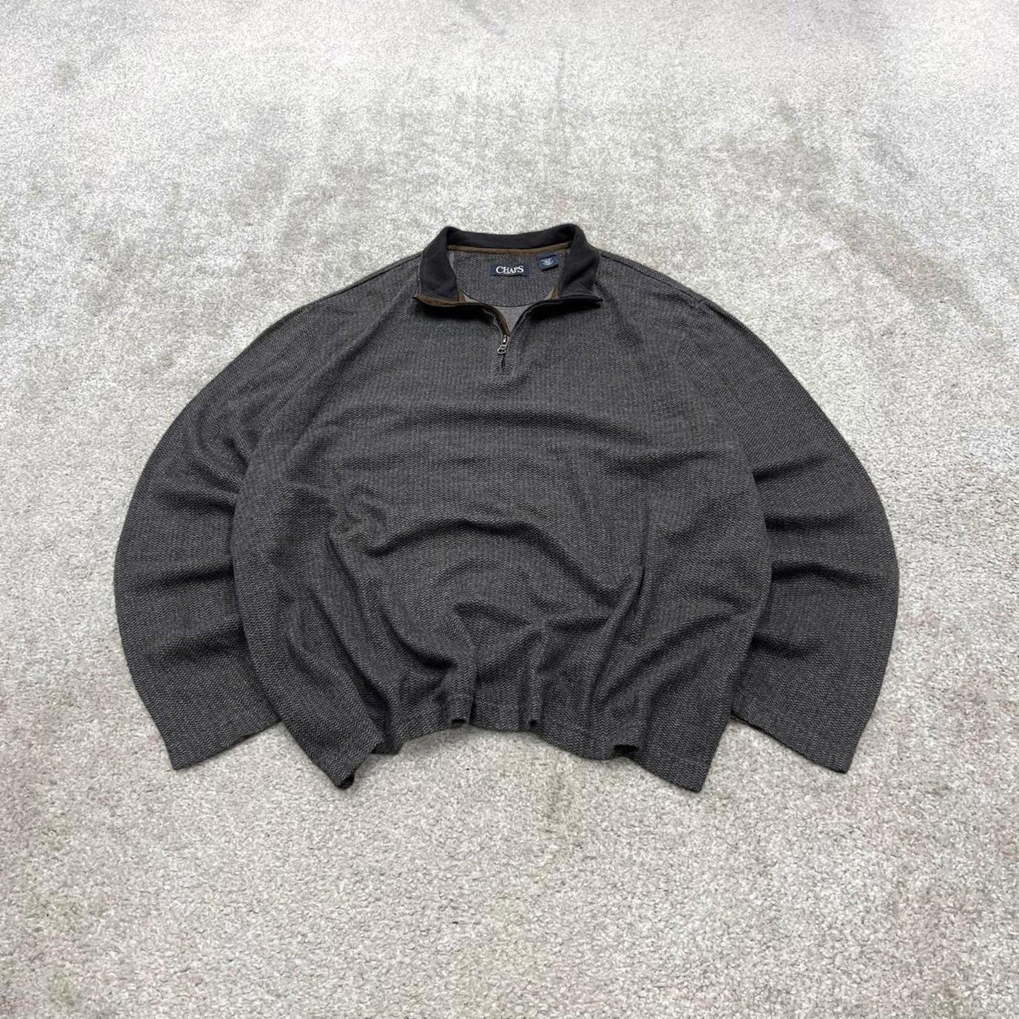 Y2K CHAPS 1/4 zip jumper grey Quarter zip soft knit pullover