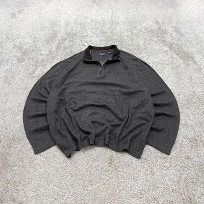Y2K CHAPS 1/4 zip jumper grey Quarter zip soft knit pullover