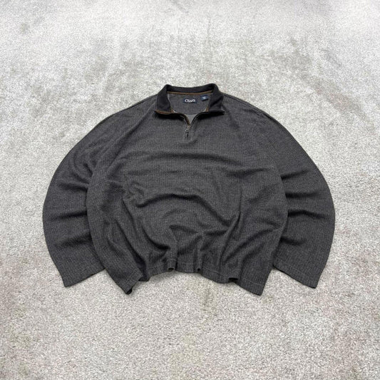 Y2K CHAPS 1/4 zip jumper grey Quarter zip soft knit pullover