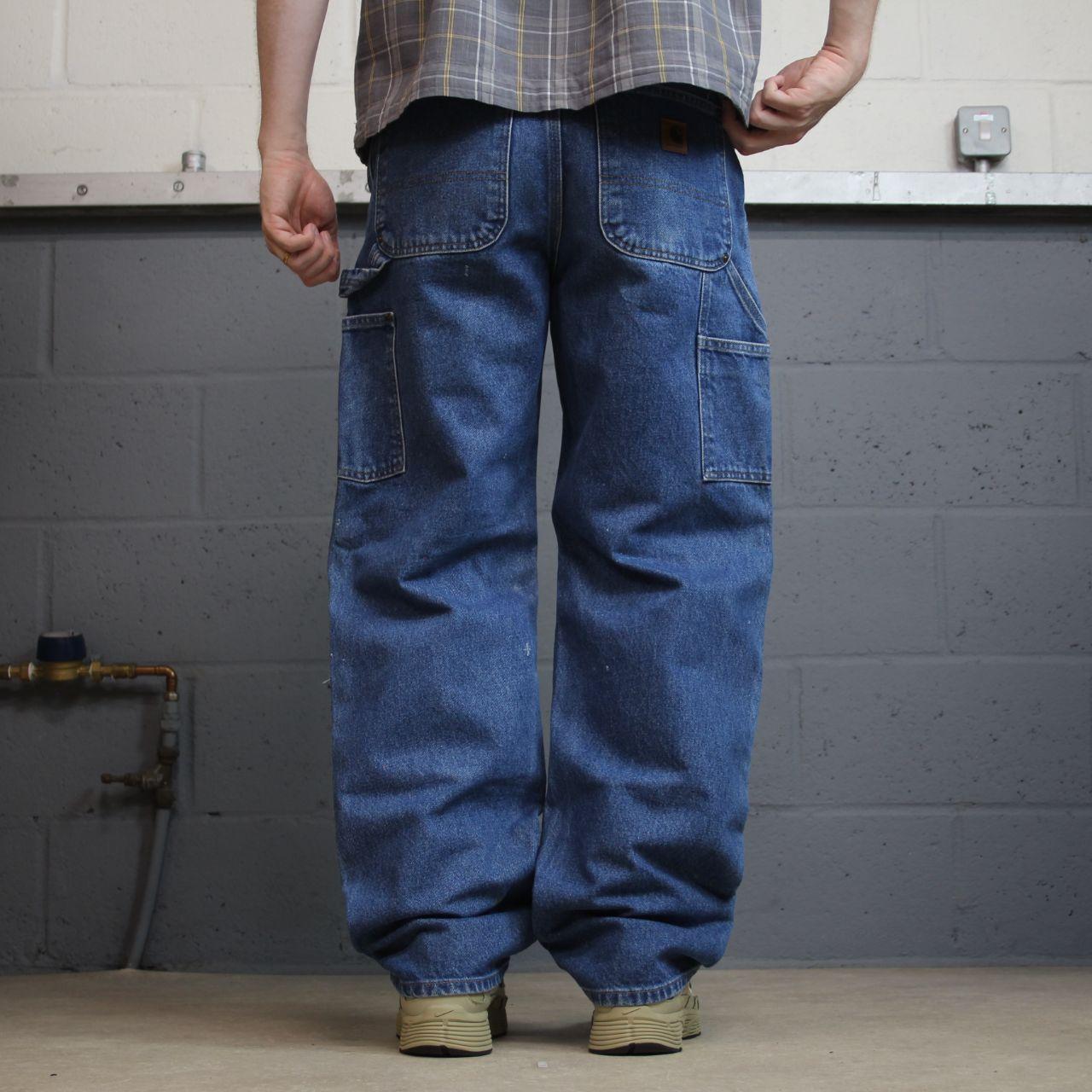 Carhartt double knee carpenter jeans y2k W31L32 blue 100% cotton thick heavy denim American workwear
