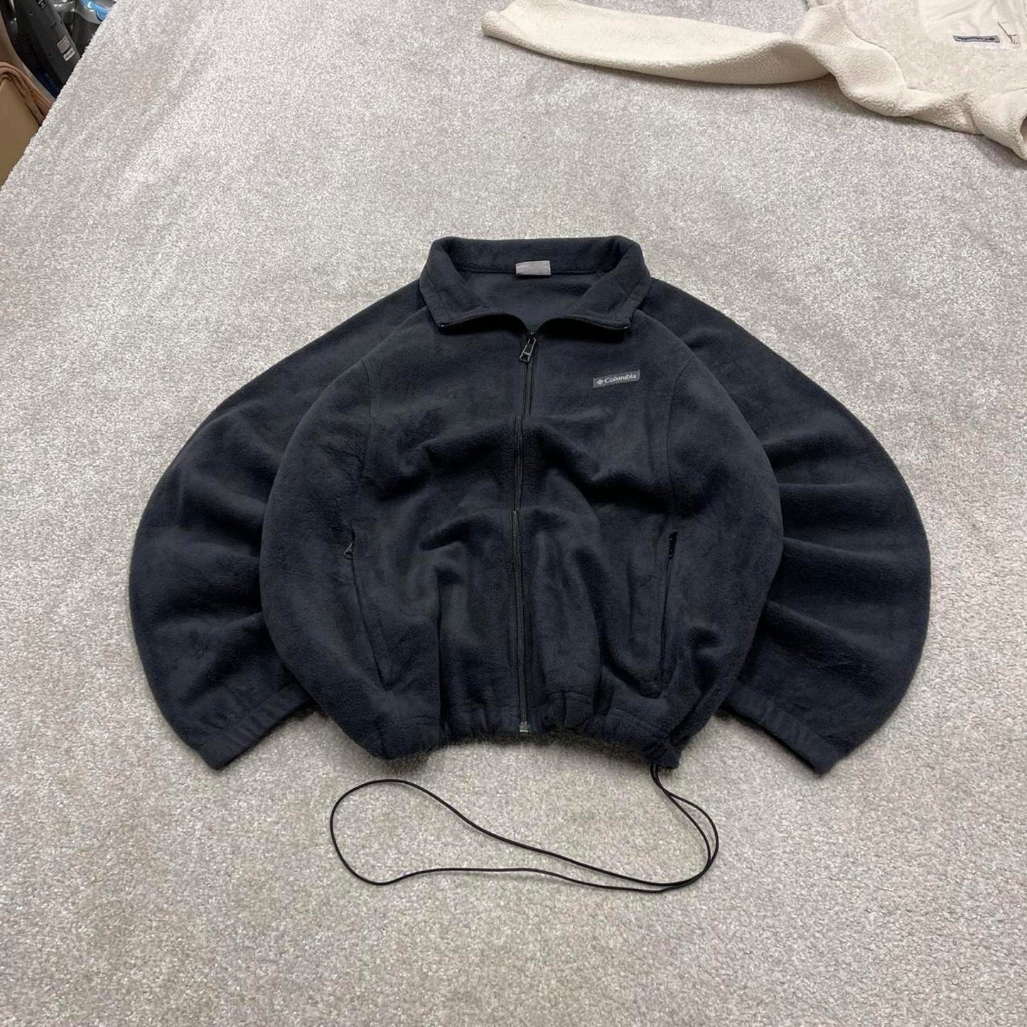 00s Columbia technical fleece XXL women's black full zip up y2k style autumn adjustable waist