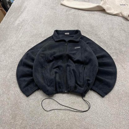 00s Columbia technical fleece XXL women's black full zip up y2k style autumn adjustable waist