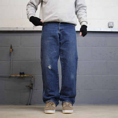 90s Dickies jeans casual workwear W32L32 loose blue 90s skate style thick denim pants streetwear