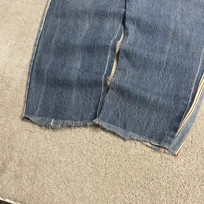 Vintage Cross Colours striped denim dungarees y2k USA made denim hip hop overalls festival