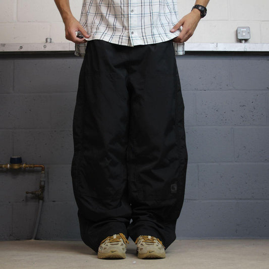 Carhartt baggy waterproof trousers black Wide leg mesh lined waterproof breathable technical pants