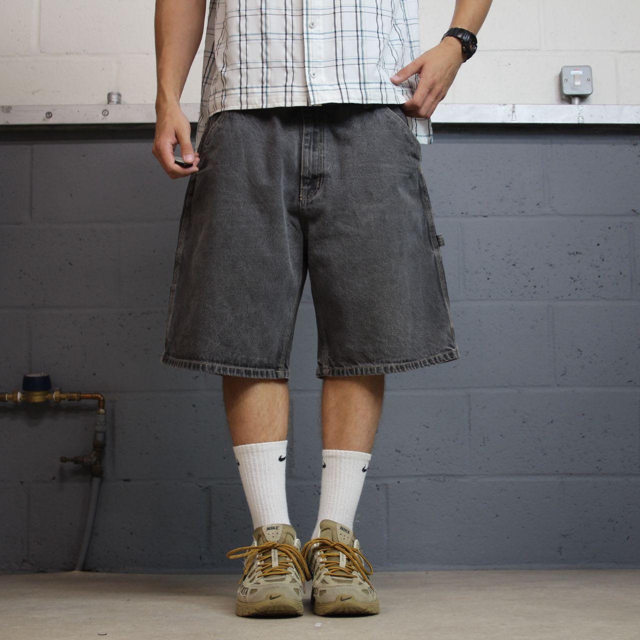 Faded Glory baggy denim shorts carpenter grey Loose fit skater surf cargo jean shorts summer