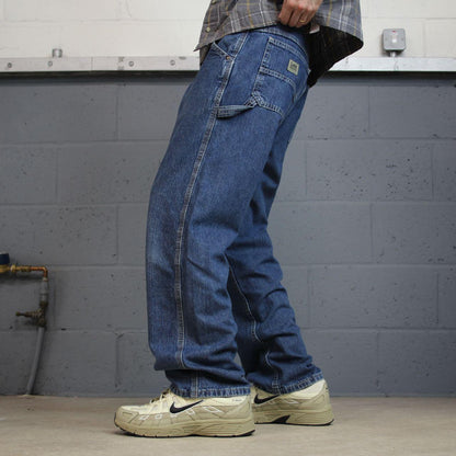 Vintage Lee carpenter jeans loose leg y2k blue Loose straight leg skater utility workwear cargo