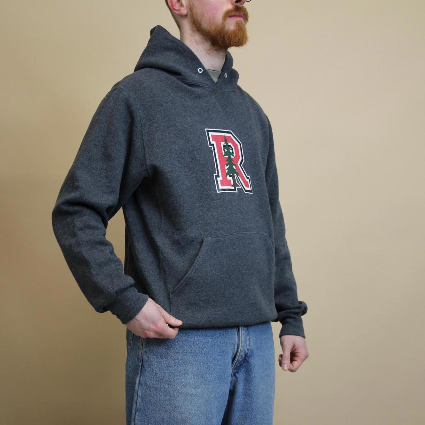 Grey vintage Russell hoodie M
